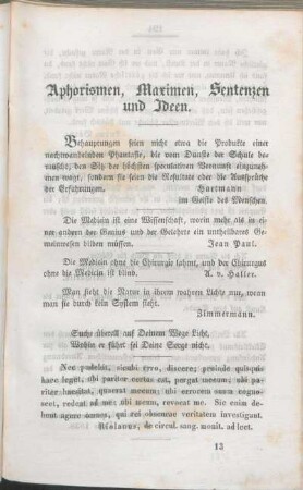 Aphorismen, Maximen, Sentenzen und Ideen.