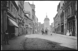 Borna. Reichsstraße mit Reichstor und Pferdefuhrwerk