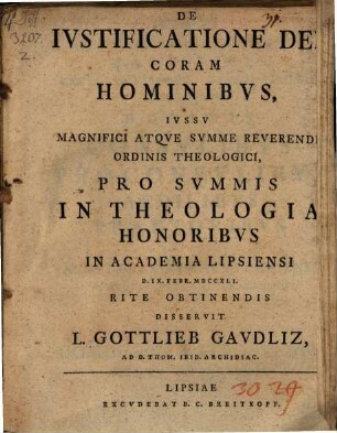 De iustificatione Dei coram hominibus
