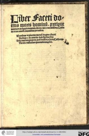 [Facetus] Liber faceti docens mores hominum