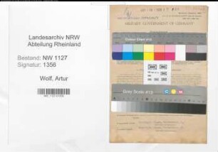 Entnazifizierung Artur Wolf , geb. 29.12.1901 (Polizist)