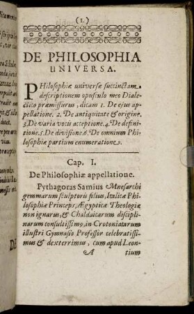 De Philosophia Universa.