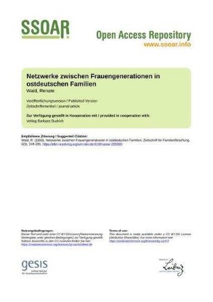 Netzwerke zwischen Frauengenerationen in ostdeutschen Familien