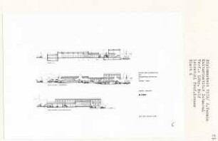 Kulturinstitut Istanbul (Diplomarbeit bei Willy Kreuer): Ansichten von Osten, Süden und Schnitte 1:200
