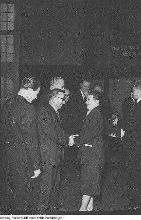 80. Geburtstag von Wilhelm Pieck, Veranstaltung des Rat des Bezirkes, Kundgebung anlässlich des Geburtstages, 3. Januar 1956