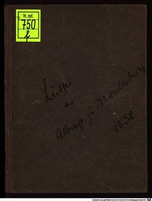 An den Durchleüchtigen Hochgebornen Fürsten und Herren, Herrn Albrechten, Marggraffen zu Brandenburg, in Preussen etc. Hertzogen etc. Ein Sendbrieff Doctor Martinus Luther Wider etliche Rottengeyster : Wittemberg M. D. XXXII