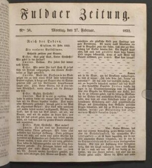 Montag, den 27. Februar. 1832