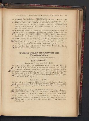 Früheste Thaler (Incunabeln) und Kunstmedaillen