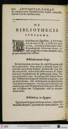 De bibliothecis syntagma