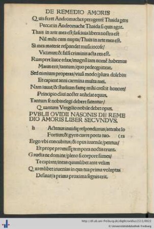 De Remedio Amoris Liber Secundus.
