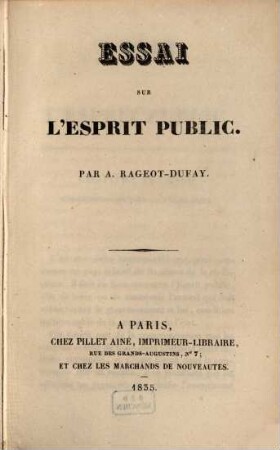 Essai sur l'esprit public