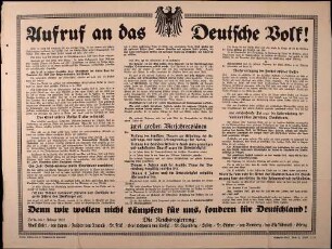 Reichsregierung: Aufruf an das deutsche Volk