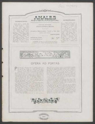 La nota : Opera ad portas