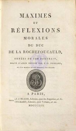 Maximes et Réflexions morales