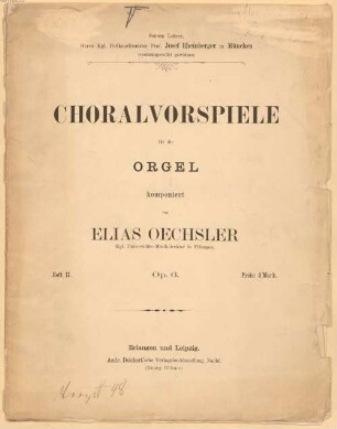 Choralvorspiele : für d. Orgel, Heft 2. Op. 6