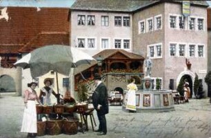 Leipzig um 1800, Eselsplatz mit Lipsiabrunnen [Intern. Baufachausstellung mit Sonderausstellungen Leipzig 1913 : Offizielle Postkarte]