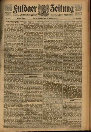 Erste Ausgabe vom Mittwoch, den 26. Oktober 1910.