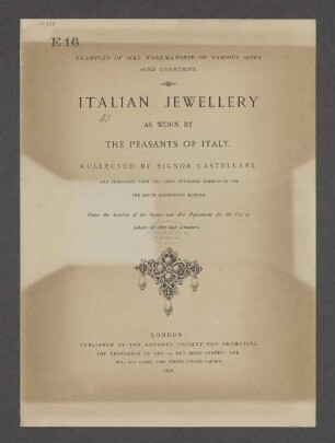 Italian jewellery as worn by the peasants of Italy