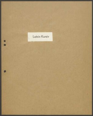 Schriftproben und Bestellungen des Schrifttyps "Latein, kursiv"