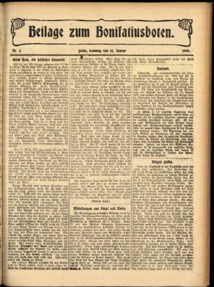 Zweite Ausgabe vom Sonntag, den 24. Januar 1909.