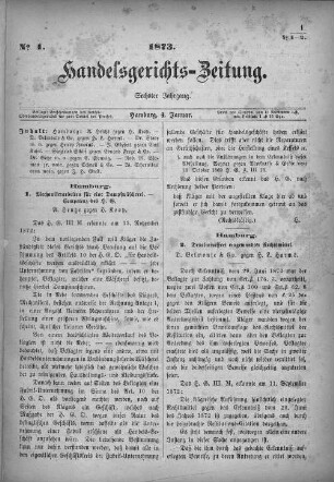 No. 1. 4. Januar 1873