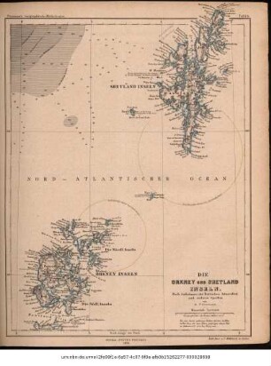 Die Orkney und Shetland Inseln : nach Aufnahmen der Britischen Admiralität und anderen Quellen
