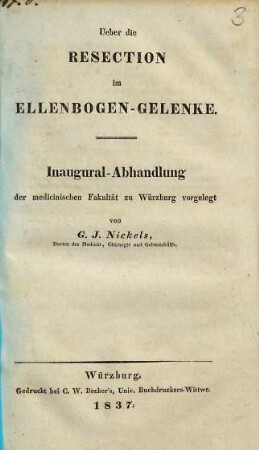Ueber die Resection im Ellenbogen-Gelenke
