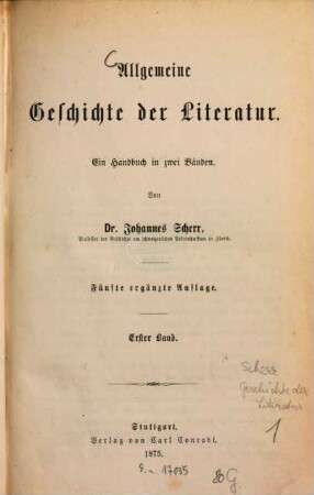 Allgemeine Geschichte der Literatur : ein Handbuch in zwei Bänden, 1