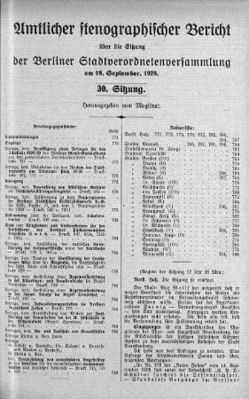Sitzung 30, 19. September 1929