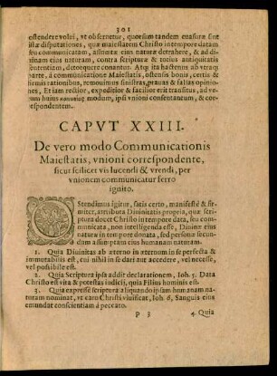 Caput XXIII. De vero modo Communicationis Maiestatis, unioni correspondente ...