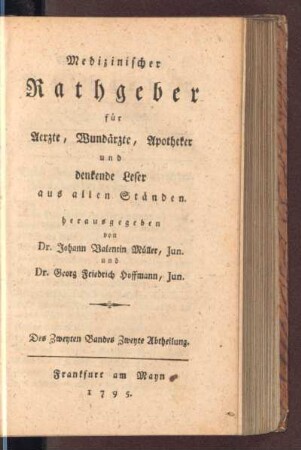 Des Zweyten Bandes Zweyte Abtheilung