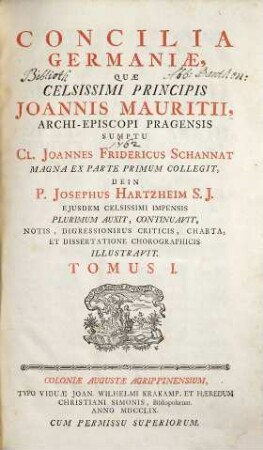 Concilia Germaniæ, Tomus I.