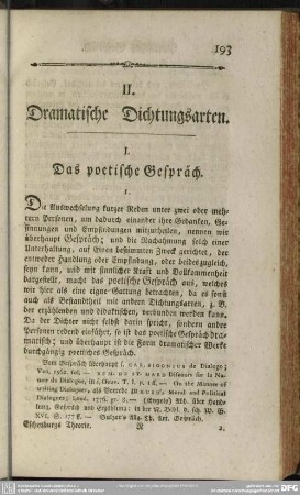 II. Dramatische Dichtungsarten