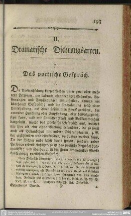 II. Dramatische Dichtungsarten