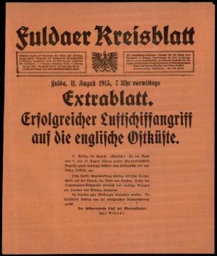 Ausgabe vom Mittwoch, den 11. August 1915.