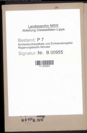 Belegakte zum Heiratsregister der Munizipalität Recke 1810