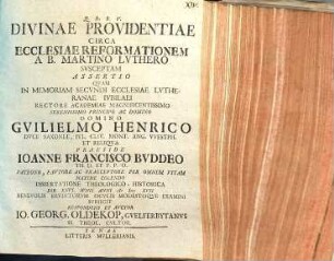 Divinae providentiae circa ecclesiae reformationem a B. Martino Luthero susceptam assertio