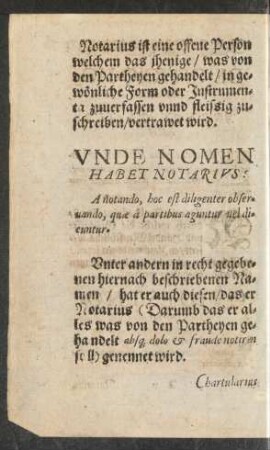 Unde Nomen Habet Notarius?