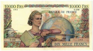 Geldschein, 10.000 Francs, 22.8.1946