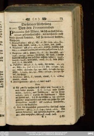 Die siebente Abtheilung Von den Pronominibus.
