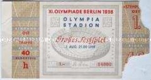 Eintrittskarte zum "Großen Festspiel" im Rahmen der XI. Olympischen Spiele 1936 in Berlin