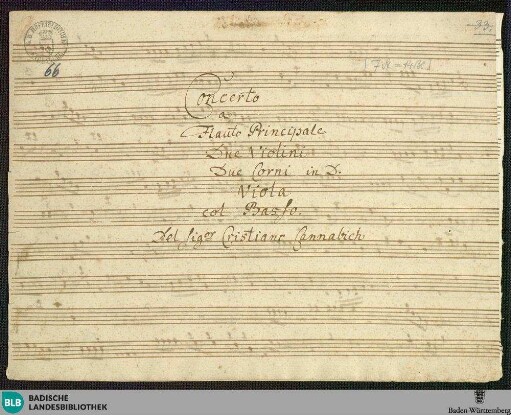 Concertos - Mus. Hs. 66 : fl, orch; D; GroF 690