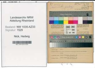Entnazifizierung Hedwig Nick , geb. 29.09.1921 (Kaufmaennische Angestellte)