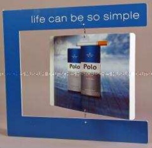 Werbeaufsteller für "Polo Lights und Polo"-Zigaretten