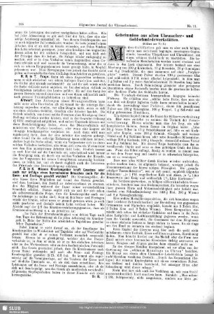 Geheimnisse aus alten Uhrmacher- und Goldschmiedewerkstätten (Schluss aus Nr. 6)