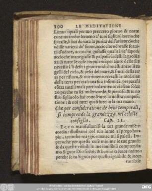 Che per consideratione de beni temporali, si comprende la grandezza nel celeste consiglio. Cap. 21.