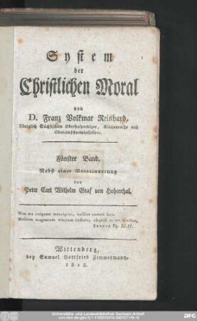 Fünfter Band: Nebst einer Vorerinnerung