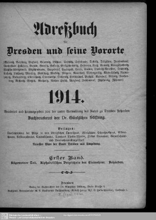 1914: Adreßbuch für Dresden und seine Vororte