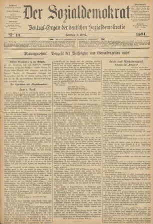 No 14. Sonntag, 3. April. 1881.