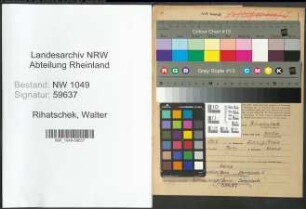 Entnazifizierung Walter Rihatschek , geb. 11.05.1909 (Ingenieur)